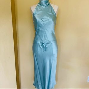 BCBG MAXAZRIA 100% Silk Halter Midi Dress